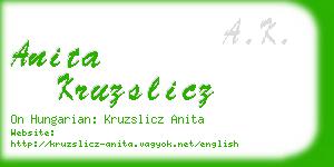 anita kruzslicz business card